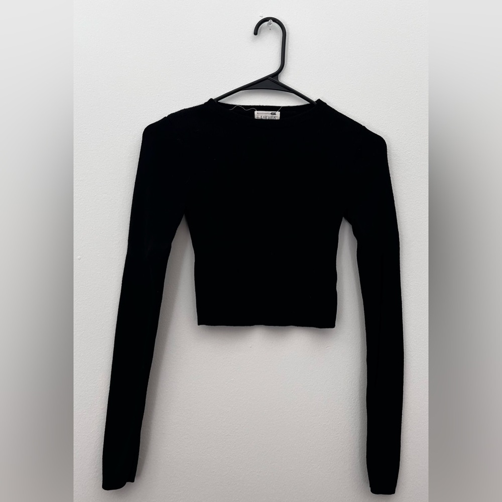 LA HEARTS Black Long Sleeve Crop Top Sweater